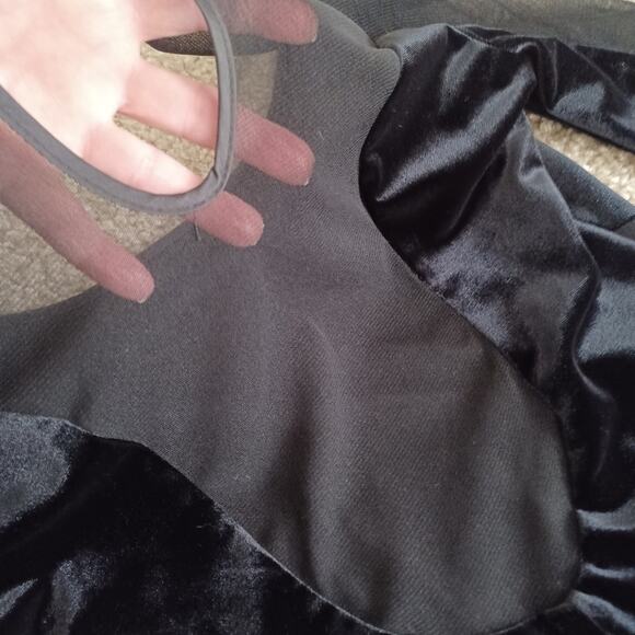 Bardot Velvet Mini Dress Mesh Back & Cut Outs Black 6 - Picture 12 of 14